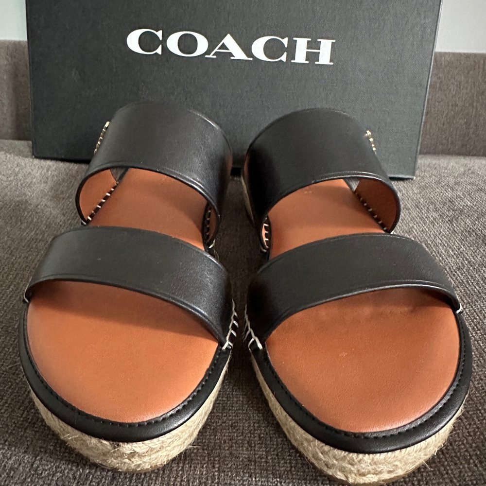 Coach Black Leather Espadrilles